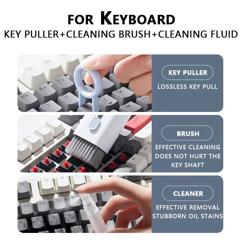 Keyboard Cleaning Kit 7-In-1 Laptops Cleaner with Keycap Puller, Multifunctional Keyboard Brush Cleaning Set for Airpods Phone