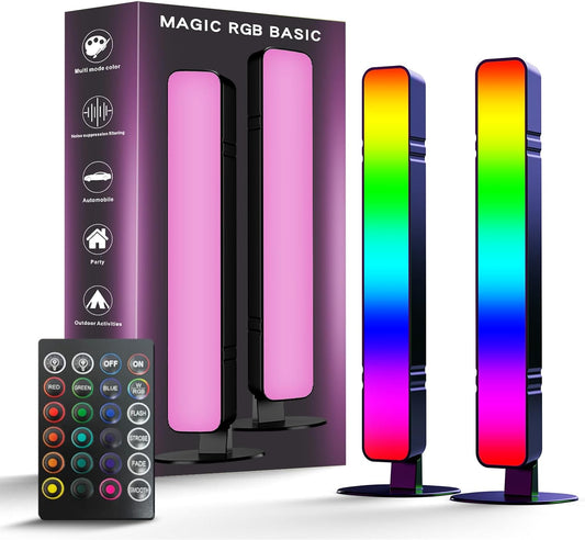 RGB LED Light Bar with Music Sync, USB-Powered Ambient Lamp, Color-Changing Gaming TV Backlight, Remote Control Included, 15 Dynamic Modes for Room and Gaming Decoration